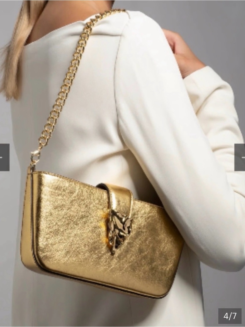 Alexis Bittar Metallic Gold Chain-Shoulder Bag